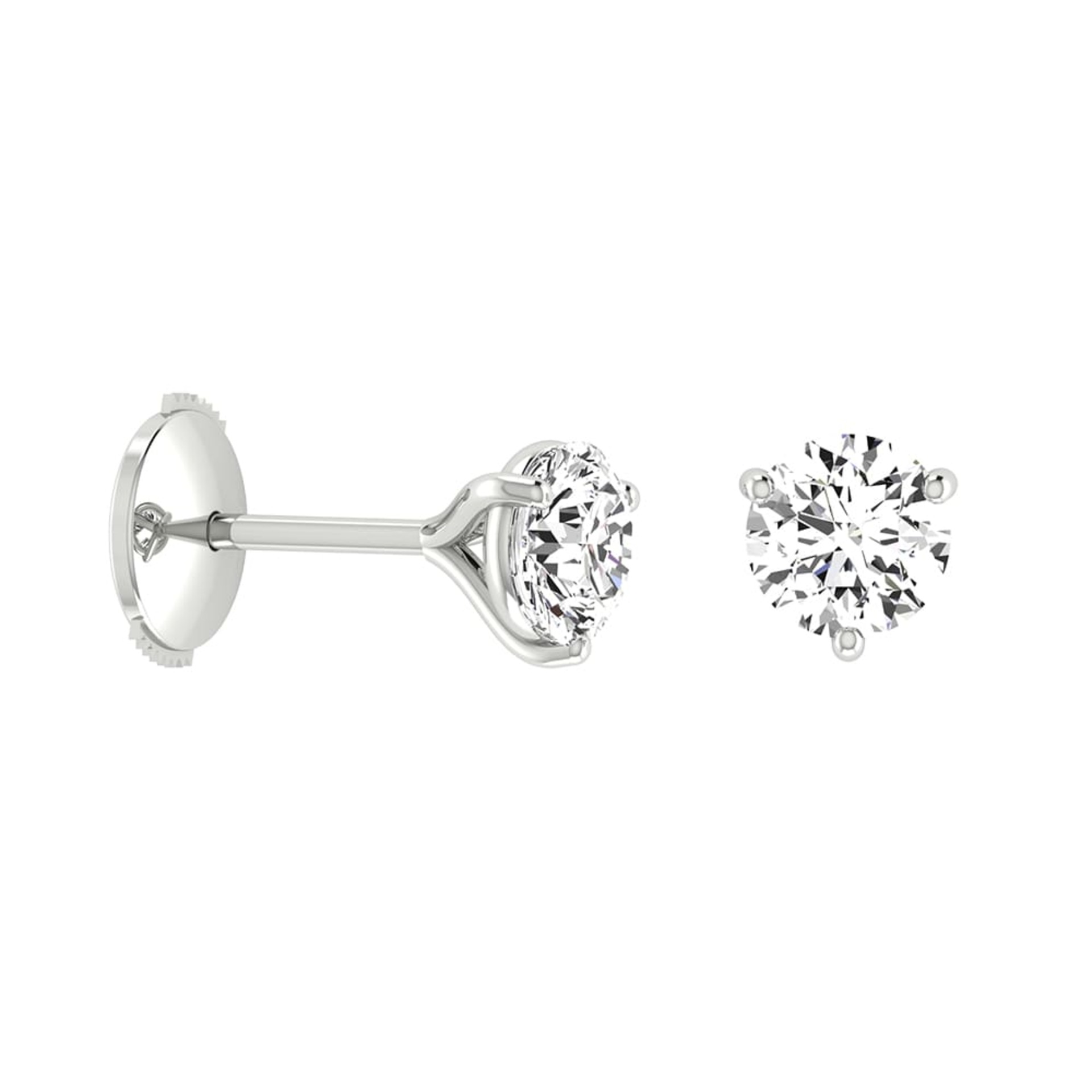 Boucles d'Oreilles  Classique  Diamant Or Blanc 3 GRIFFES