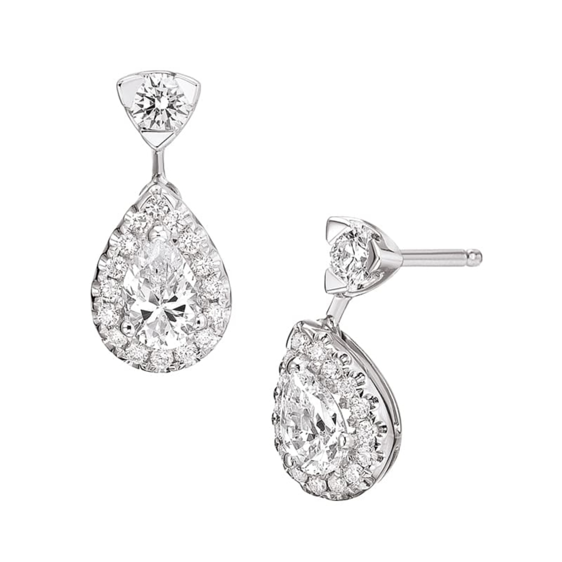 Boucles d'Oreilles  Classique  Diamant Or Jaune Micro-pavées POIRE