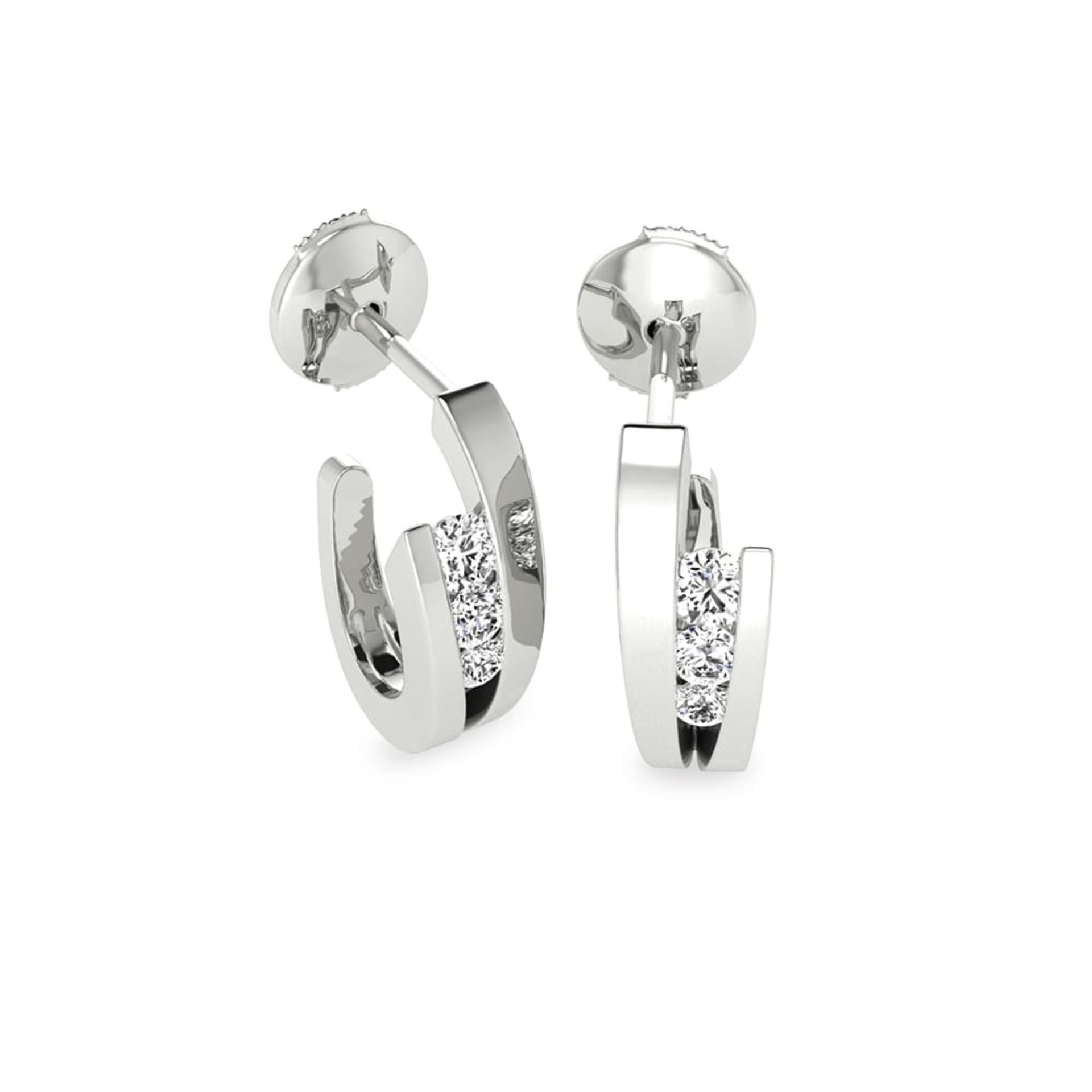 Boucles d'Oreilles  Classique  Diamant Or Rose Point Virgule