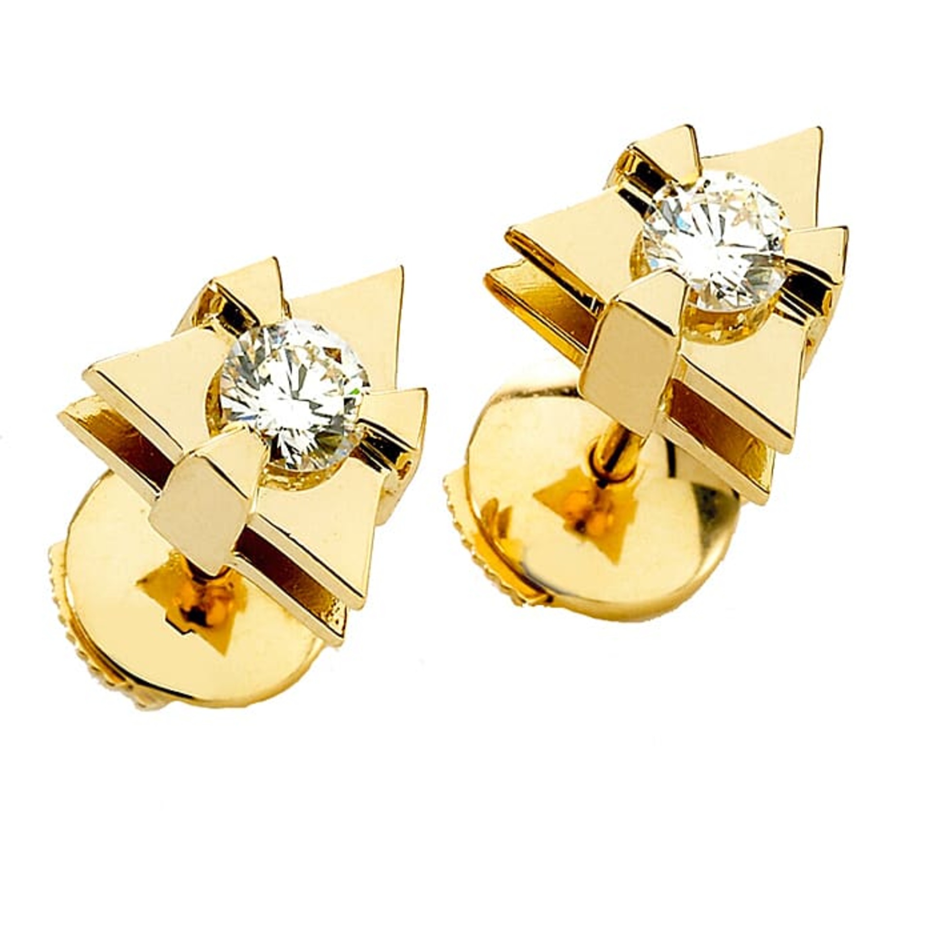 Earrings Designer Diamond Yellow Gold LOVE TRIANGLE by Sandro