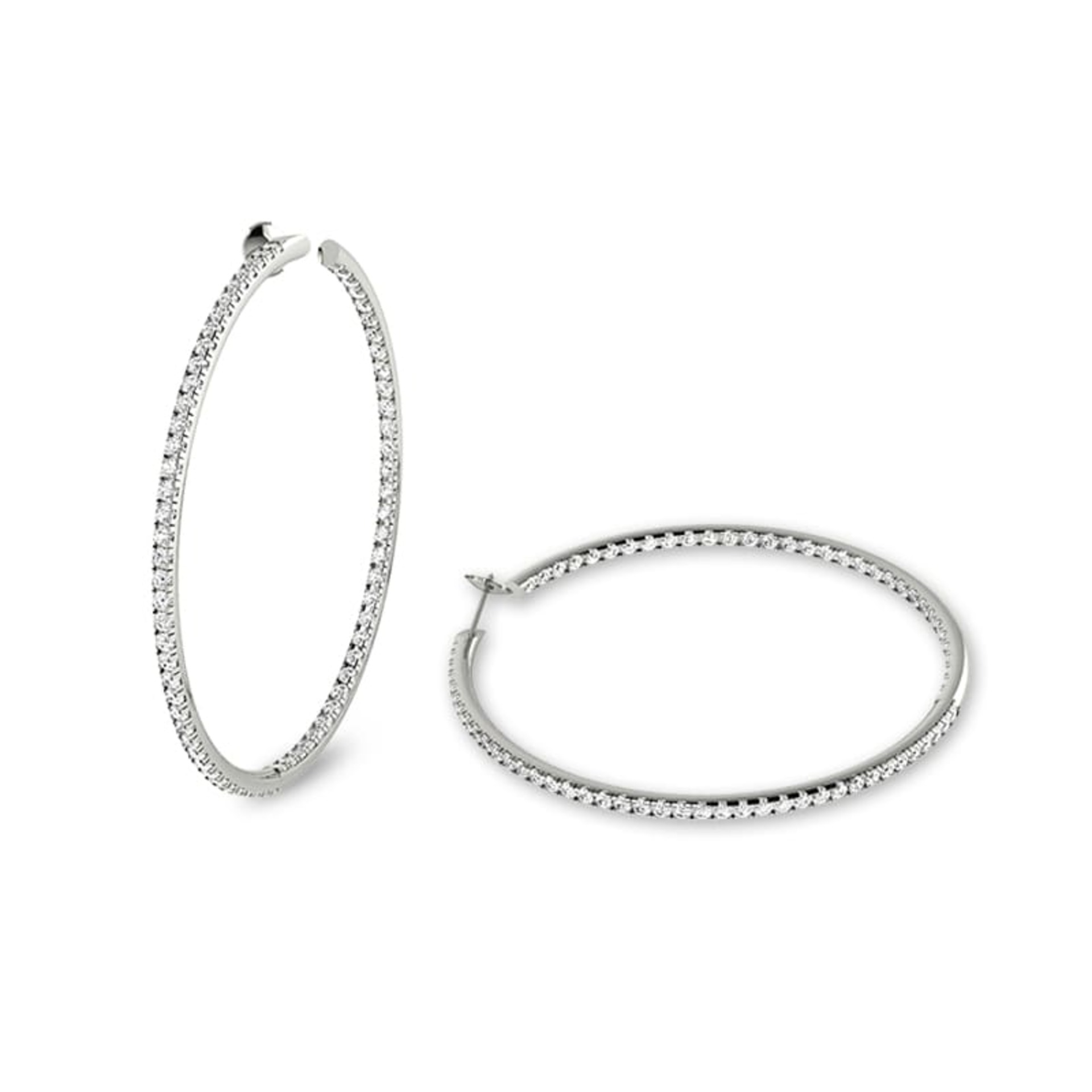 Earrings Hoop earrings Diamond White Gold HOOP  ( 1.5 cm ) e&i