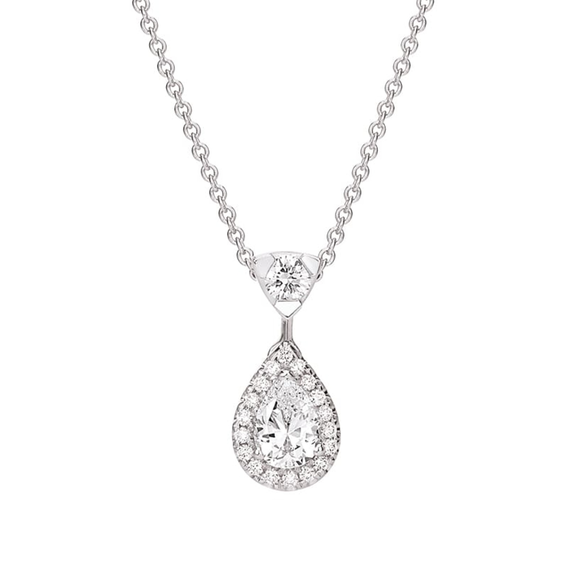 Pendentif Classique  Diamant Or Jaune entourage, POIRE