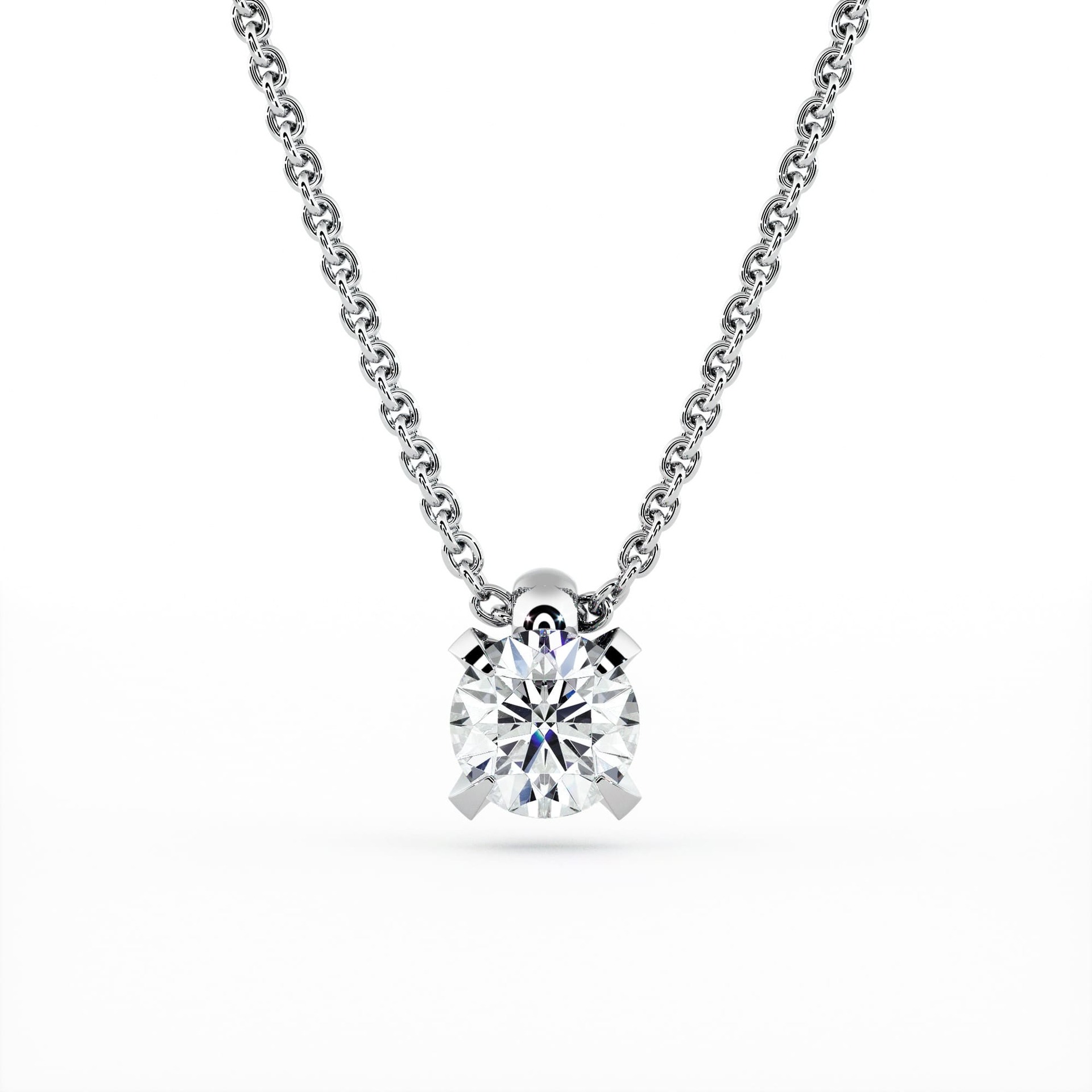 Pendentif Classique  Diamant Or Blanc serti griffes BERCEAU