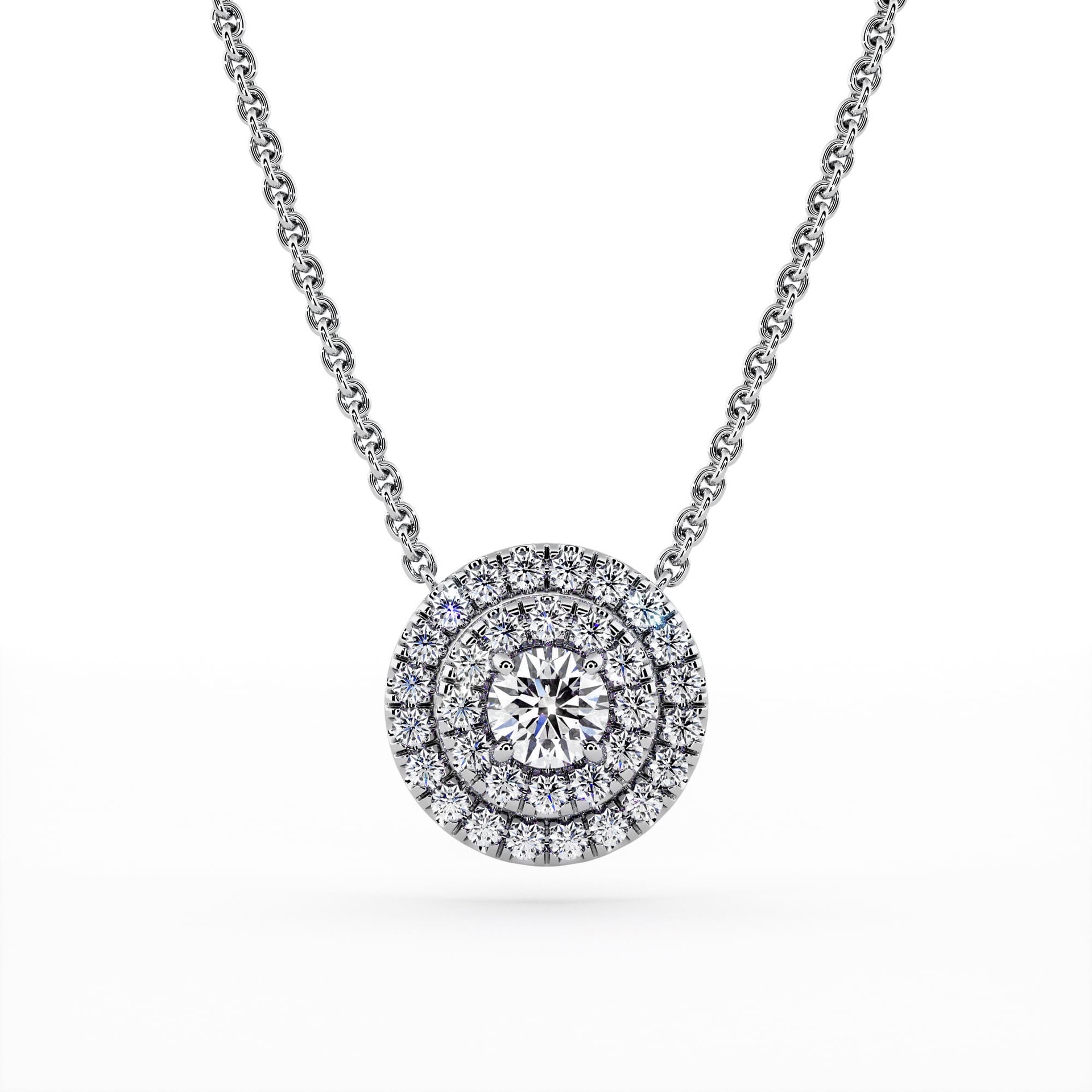 Pendant & Necklace Classics Diamond White Gold Double Circle of Diamonds