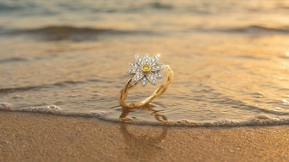 Bague diamant fleur lys de mer