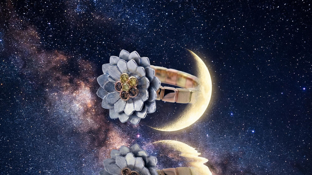 Bague diamant fleur de lune 